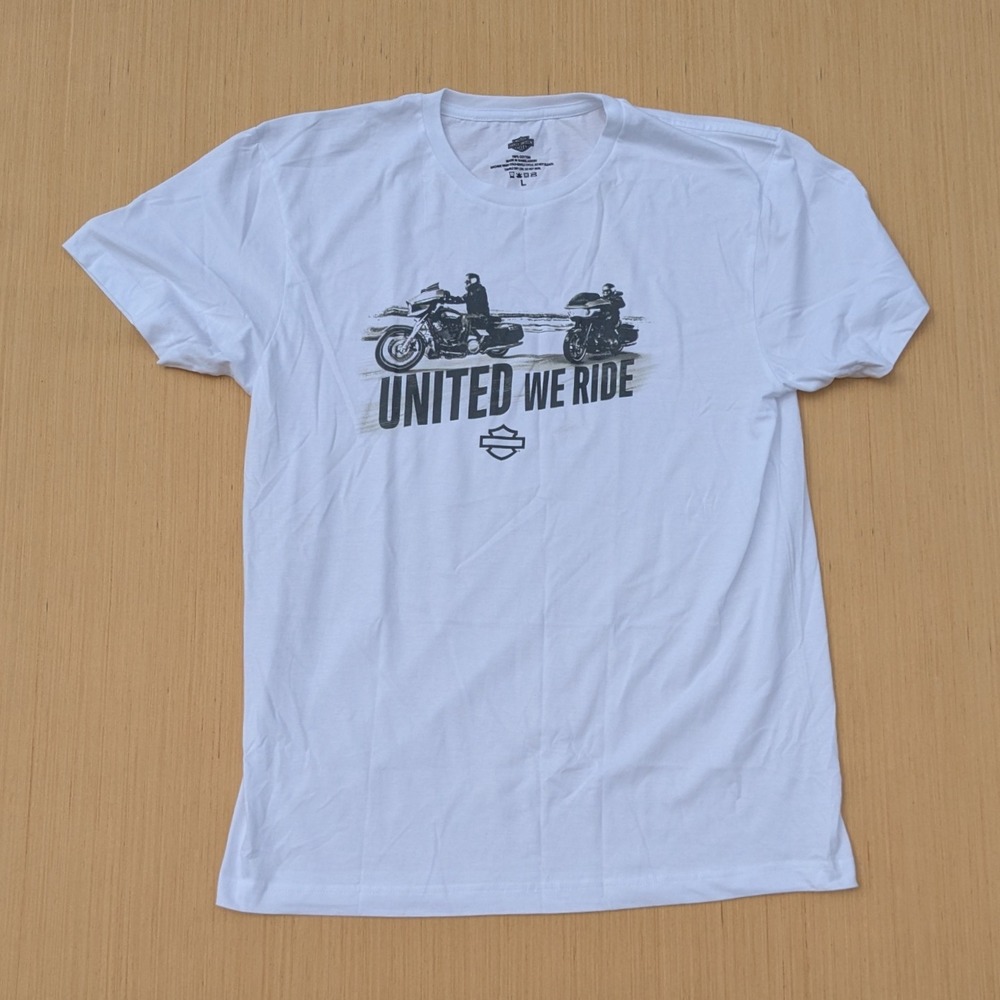 Harley-Davidson United We Ride White Crew Neck Short Sleeve T-Shirt Men's Large
